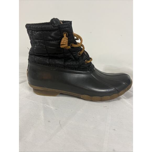 Sperry Black Saltwater Quilted Duck Ankle Boots Womens 8.5 M STS80755 Waterproof - Picture 7 of 11